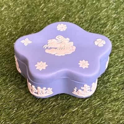 Vintage Wedgwood Powder Blue Jasperware Star Shape Trinket Box