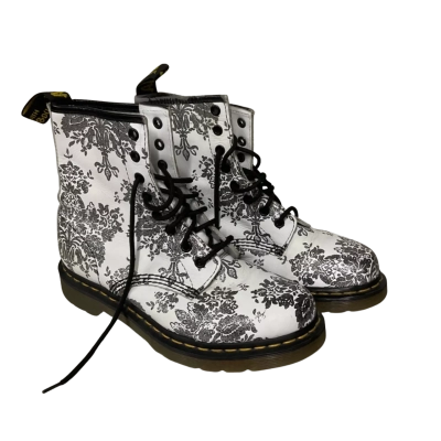 Women’s Vintage Doc Martens Size 8 White and Silver Boots