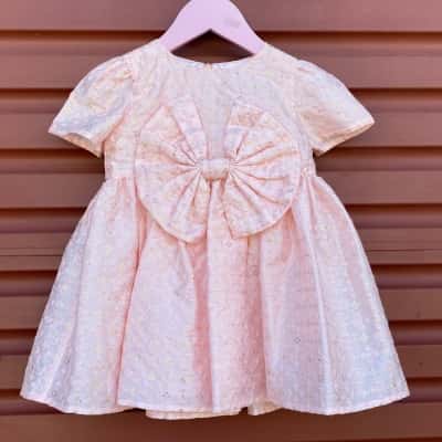 Bardot Junior Kids Size 2 Pink /Gold Alice Bow Dress 
