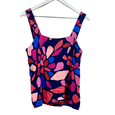 Mister Zimmi Cobalt Blue Hot Pink Pattern Sleeveless Top Size 10