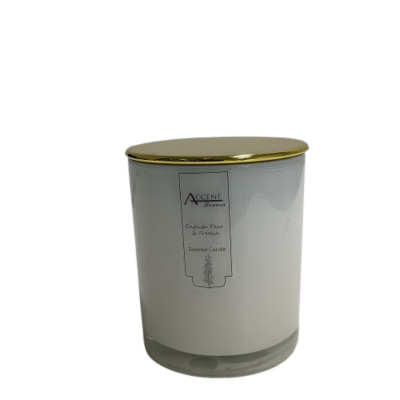 New Candle with Gold Foil Flower & Gold Lid English Pear & Freesia #2262-1-PP