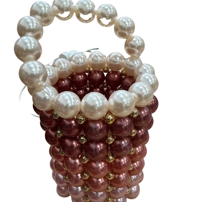 Beaded Wedding Handbag: White & Pink