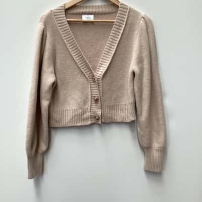 Sheike Womens  Size M Beige button up v neck cardigan 