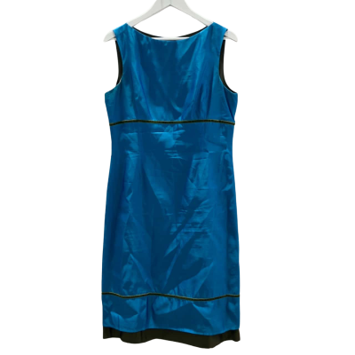 Veronika Maine Women's Size 14 Silk Sleeveless Dress Blue 