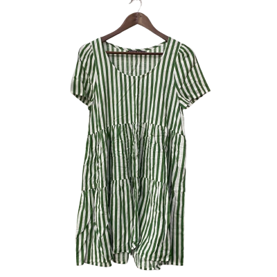 Mister Zimi Womens  Size 8 Babydoll Dress Green / Striped / White 