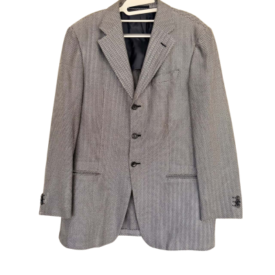 Armani   Navy Herringbone Blazer   Size 50 R
