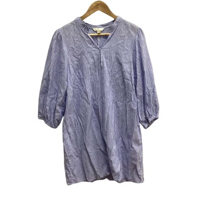 H&M Womens 3/4 Sleeve Top Blue / Pinstriped / White (f)