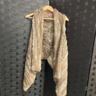  Womens  Wish Fur Vest Size L Brown / Burnt Orange 