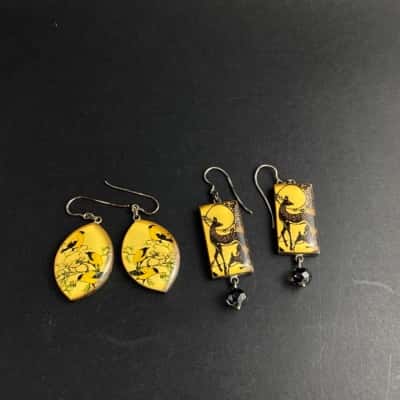 2 sets of Drop vintage 925 Womens Earrings 