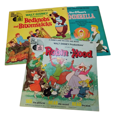 Vintage Set of 3 Disney  Records