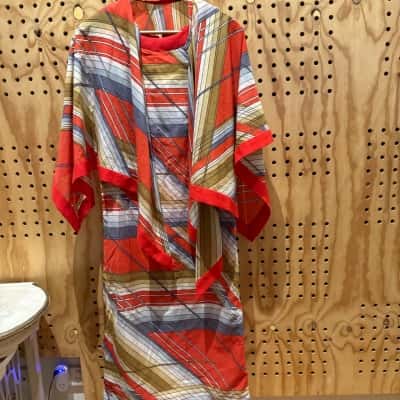  John Claringbold Womens  Size S Sleeveless Dress  with cape Burnt Orange / Multicoloured 