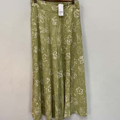 Sportsgirl Womens  Size 10 Wide Leg Pants Floral / Green 