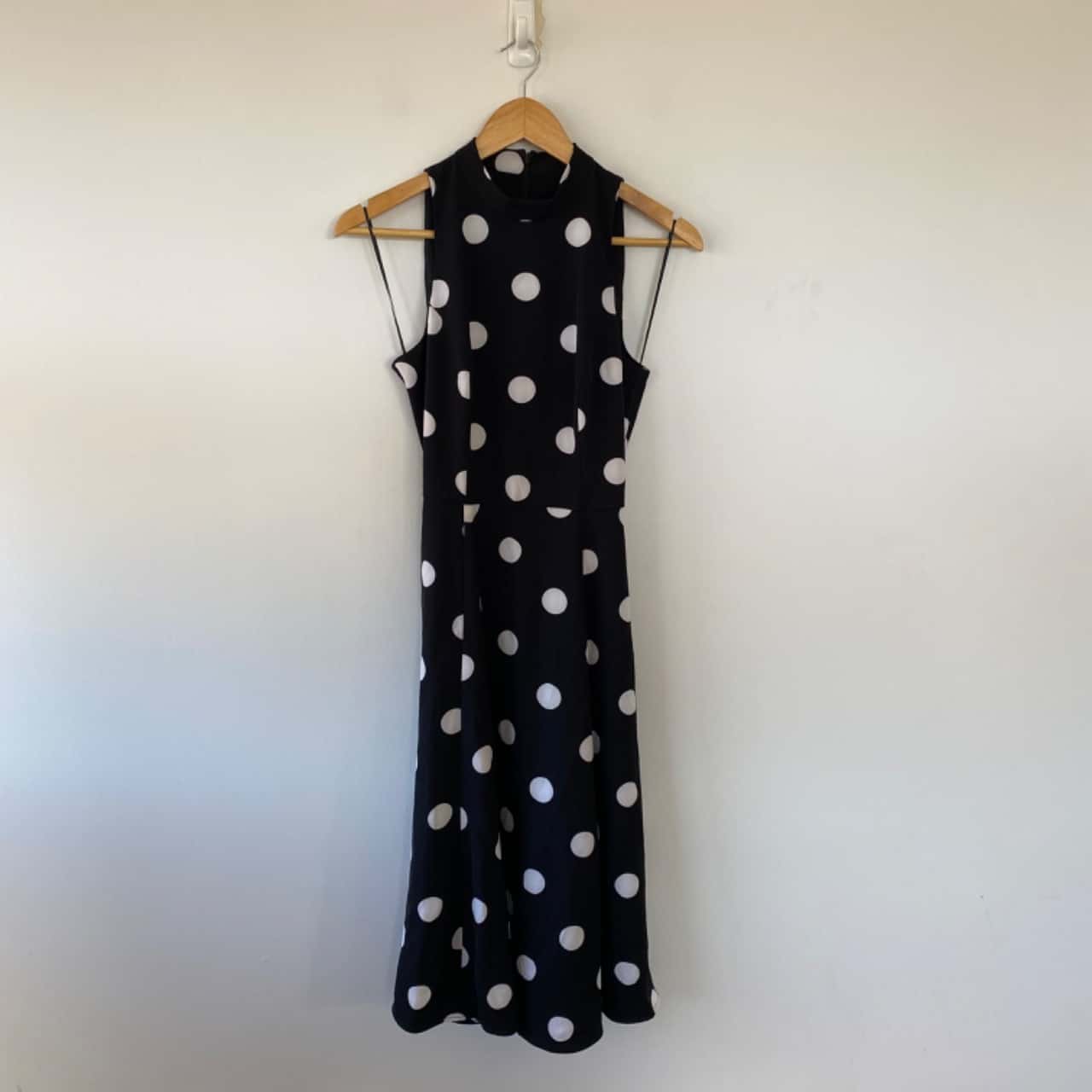 Portmans Black White Polka Dot Halter Neck Midi Dress Size 8 / S(s) - Used  As New | Salvos Stores