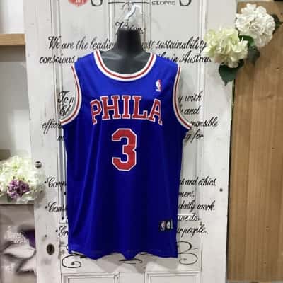 NBA BRAND! BASKETBALL JERSEY PHILADELPHIA 76‘res NO: ALLEN IVERSON! Mens  Size L / XL Blue 