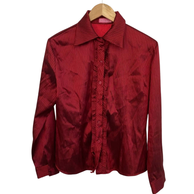 Baishi Womens  Size M Button Up Top / Long Sleeve Top Red 