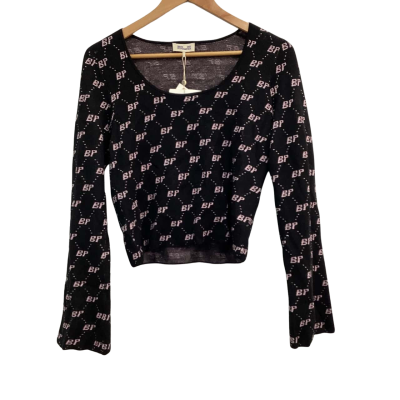  Womens  Size L Long Sleeve Top Black  / Pink  