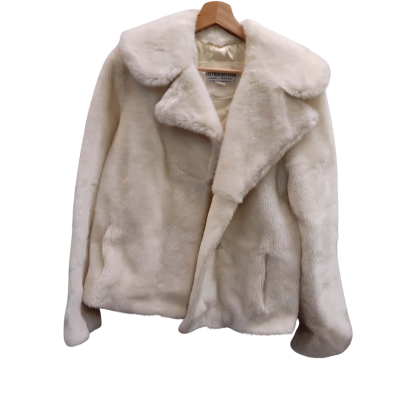 Stephen Dattner Womens  Size 12 Faux Fur Coat Off White 