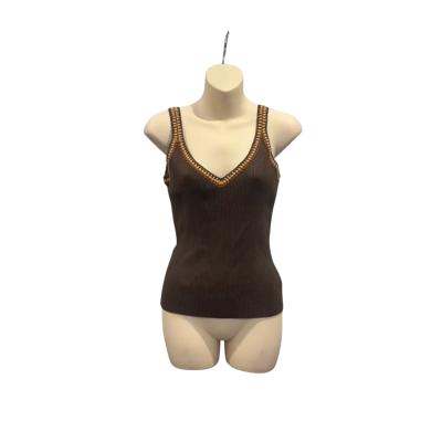 Ghanda Womens  Size 12 Singlet Top Beige / Brown / Burnt Orange 