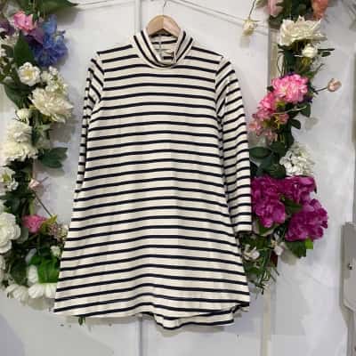 Gorman Womens  Size S Shift Dress Cream / Navy Blue / Striped 