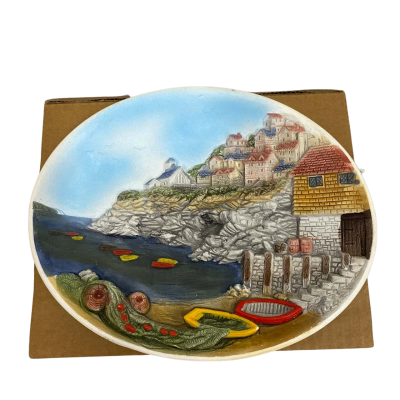 Vintage 3D hand painted plate  9 X 7 inch