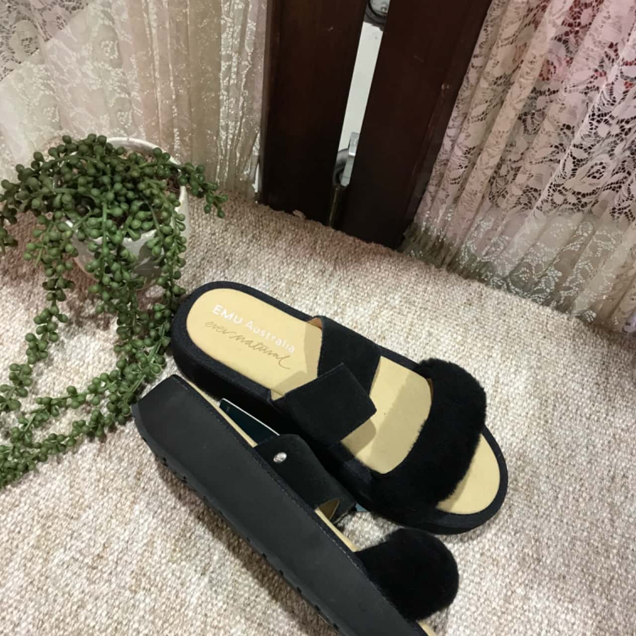 Emu Australia T Bamboo Black Sandals W12703 BLAK