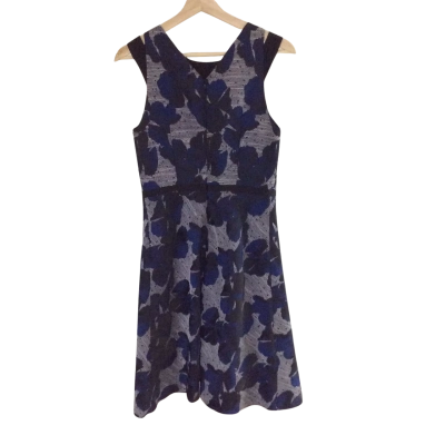 David Lawrence Womens  Size 8 Midi Dress / Sleeveless Dress  Black  / Floral / Navy Blue 