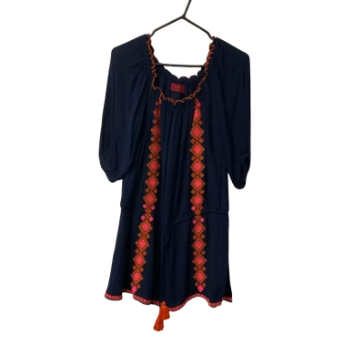 Women Tigerlily Size 10 Off The Shoulder Dress Navy Blue / Orange / Pink  
