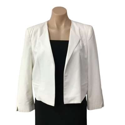 Portmans Womens Size 14 White Cropped Open Jacket 