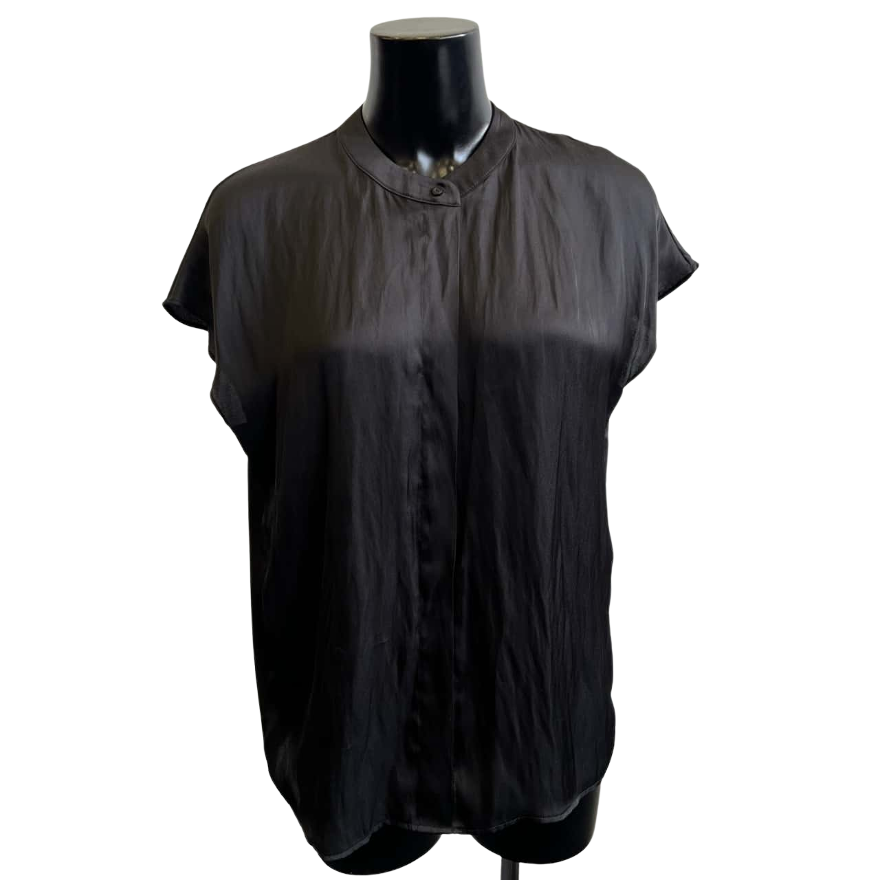 BNWT Country Road Womens Size 8 Short Sleeve Satin Blouse Black (s)