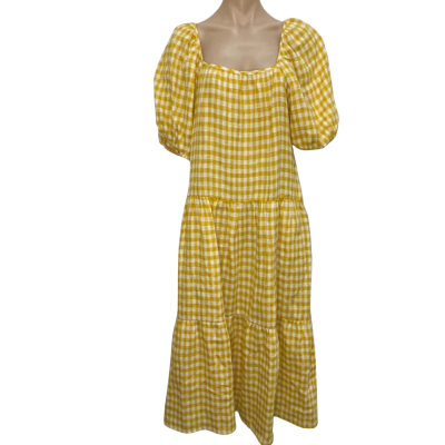 Fate & Becker Womens Size 8 Yellow Gingham Dress 