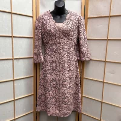 Vintage GINA Of Melbourne 1960's Pastel Pink Dress With Lace Detail Size XS / 6