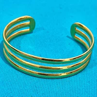 Gold Triple Band Cuff Bangle 