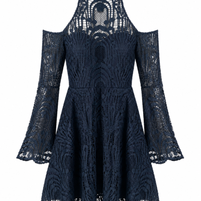 Two Sisters The Label Navy Crochet Lace Cold Shoulder Dress – Size 12