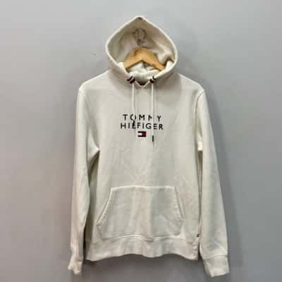 Tommy Hilfiger Mens  Size M Fleeced Hoodie Off White 
