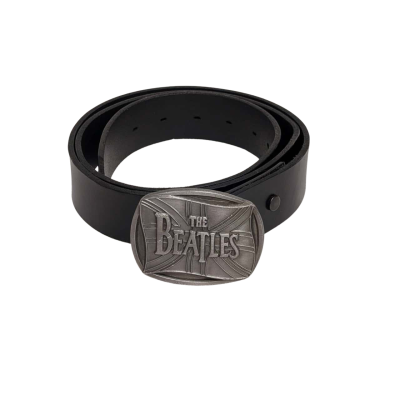 Black Leather Belt with Vintage Beatles Buckle
