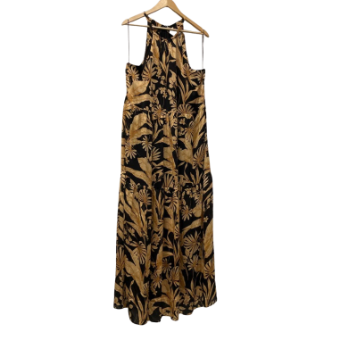 Veronika Maine Womens  Size 16 Maxi Dress Black  / Gold 