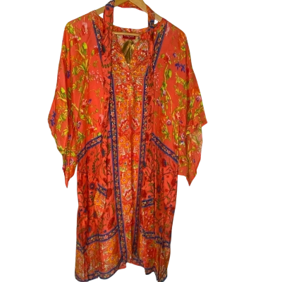  Womens  Size S Blue / Floral / Orange dress and slip 