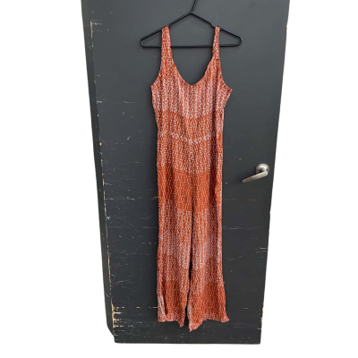 Rockmans Womens  Size 12 Sleeveless Jumpsuit Burnt Orange / White 
