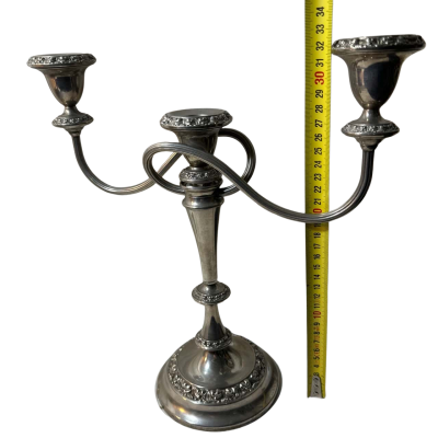Silver Plated Triple Candelabra. 28 cm