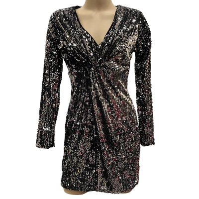 Primark Black & Silver Sequin Dress Size XS