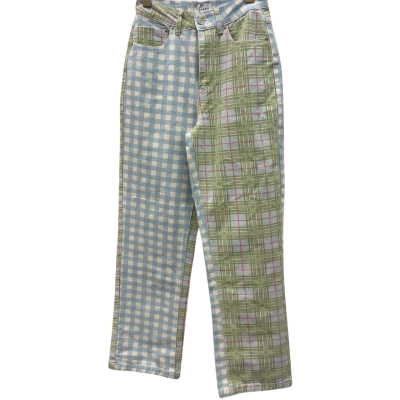Ghanda Womens  Size 6 Straight Leg Jeans Blue / Green / White 