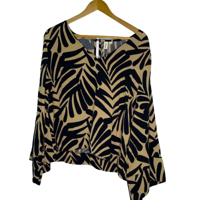 Adorne Womens  Size 12 Long Sleeve Top Animal print / Black  / Brown 