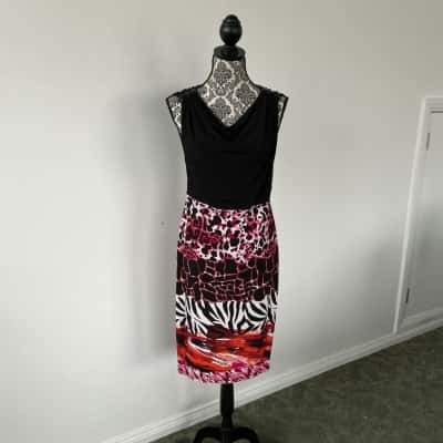 Philosophy Womens  Size 12 Casual Dress Animal print / Black  