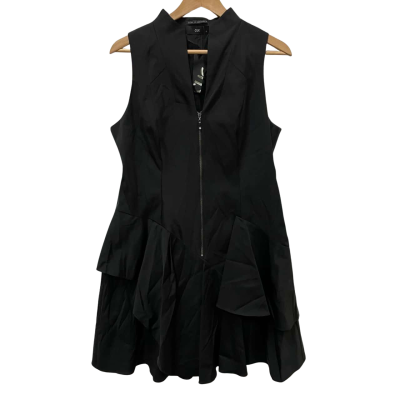 Cue Black Zip-Up Sleeveless Dress Size 14