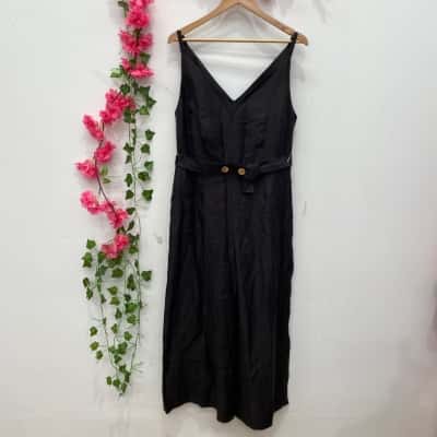 Veronika Maine Womens Sleeveless Jumpsuit Size 14 Black  