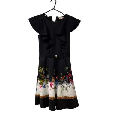 Womens Ted Baker Size 0 Black/ Floral Short Sleeve Dress 