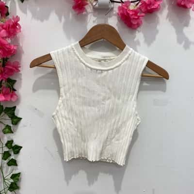 Dissh Womens  Sleeveless Cropped Knit Top Size XS White 