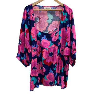 Bee Maddison Women's  Size 20 Short Sleeve Top Navy Blue / Pink  