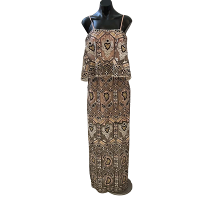 Romance by Honey and Beau Womens  Size 12 Cocktail Dress Black  / Pattern / Pink  / White 