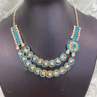  Womens Necklace Blue / Gold / White 